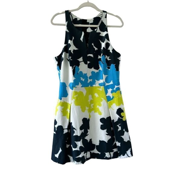 Milly Sleeveless Watercolor Floral Print Racerback Mini Dress Women's Size 12 - Picture 3 of 10